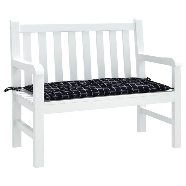 vidaXL Gartenbank-Auflage Schwarz Karomuster 100x50x7 cm Oxford-Gewebe