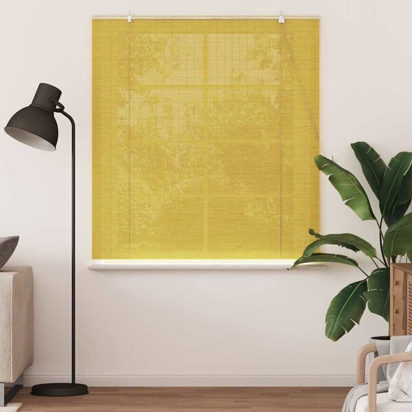 vidaXL Rollo mit Vorh&auml;ngen Gelb 140 x 160 cm Bambus