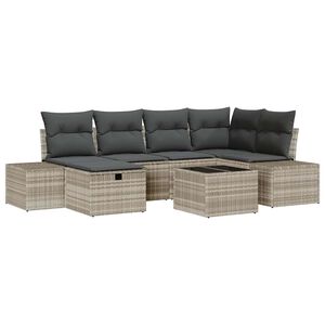 vidaXL Gartensofa-set 7 stk. Hellgrau Poly-Rattan