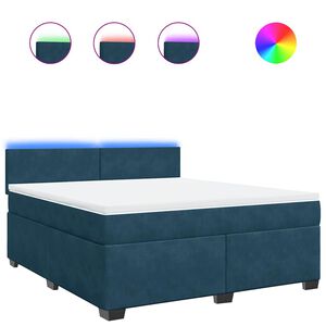 vidaXL Boxspringbett mit Matratze Blau 180x200 cm Samt