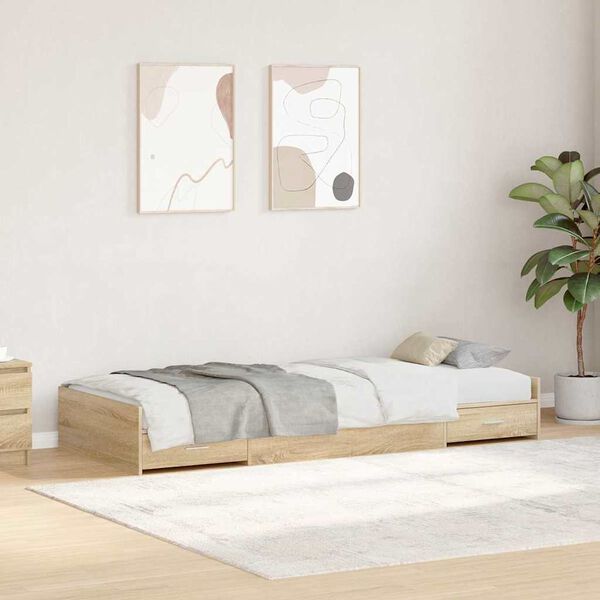 vidaXL Bettrahmen mit Kopfteil Sonoma-Eiche 70 x 190 cm Holzwerkstoff