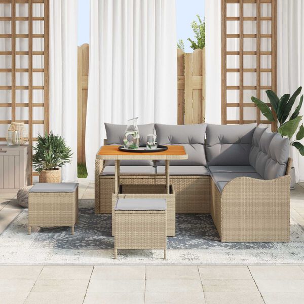 vidaXL Garten-Sofa-Set 8 pcs Beige Poly-Rattan