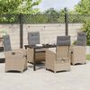 vidaXL Garten Essgruppe mit Kissen 5 pcs Beige Poly-Rattan
