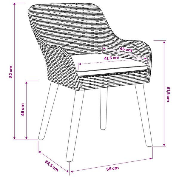 vidaXL Garten Essgruppe mit Kissen 5 pcs Hellgrau Poly-Rattan