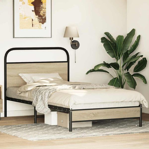 vidaXL Bettgestell ohne Matratze 100x190 cm Sonoma-Eiche Holzwerkstoff