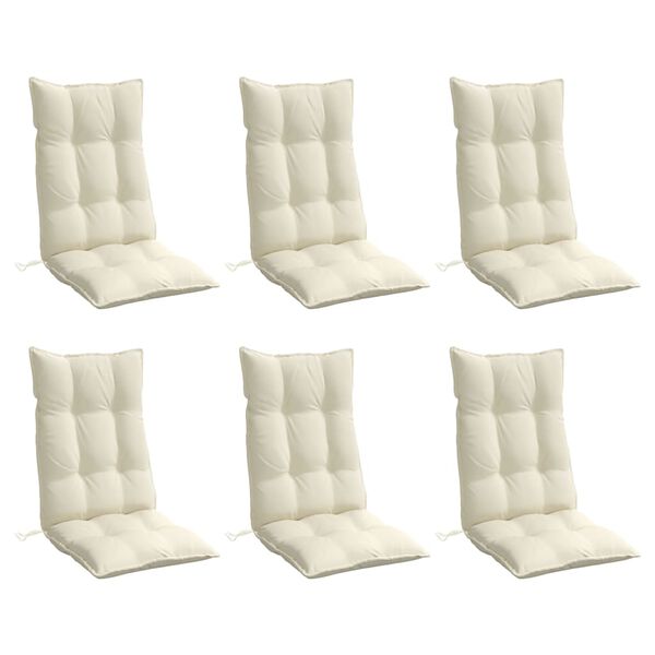 vidaXL Hochlehner-Auflagen 6 Stk. Creme Oxford-Gewebe