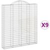 vidaXL Gabionen mit Hochbogen 9 Stk. 200x30x220/240cm Verzinktes Eisen