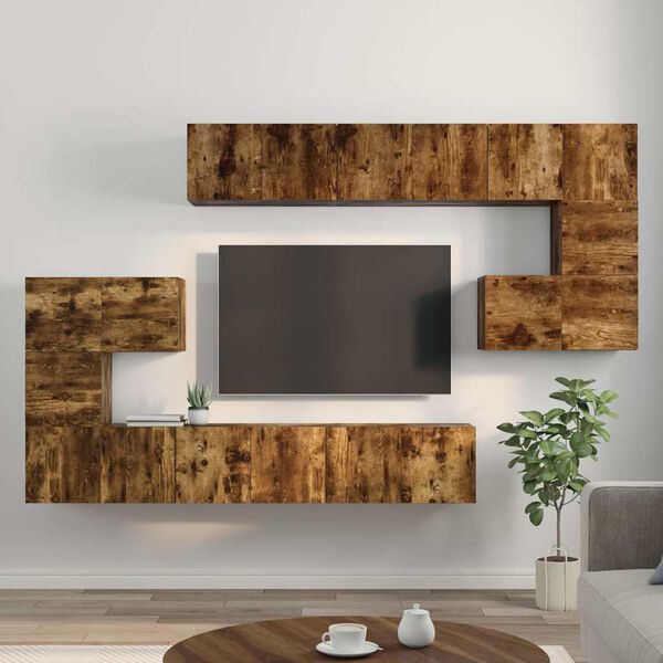 vidaXL 10-tlg. TV-Schrank-Set R&auml;uchereiche Holzwerkstoff