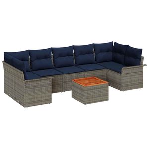 vidaXL Gartensofa-set 8 pcs Grau und Marineblau Poly-Rattan
