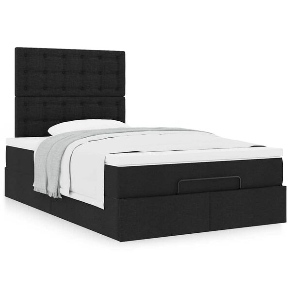 vidaXL Ottoman-Bett mit Matratze Schwarz 120x190 cm Stoff