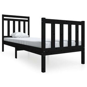 vidaXL Massivholzbett Schwarz 75x190 cm