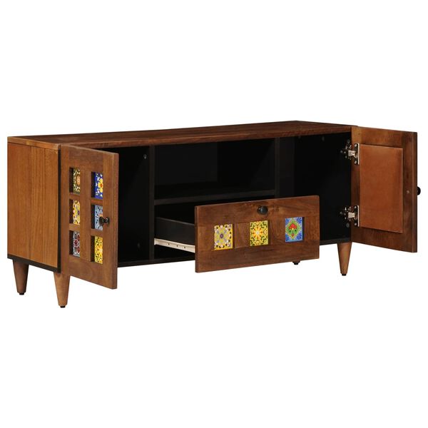 vidaXL TV-Schr&auml;nk mit T&uuml;r Walnuss 105 x 33 x 46 cm Massivholz Mango