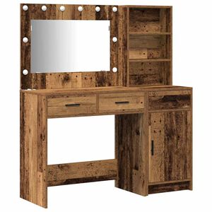 vidaXL Schminktisch mit Spiegelbeleuchtung 2 pcs Braun Holzwerkstoff