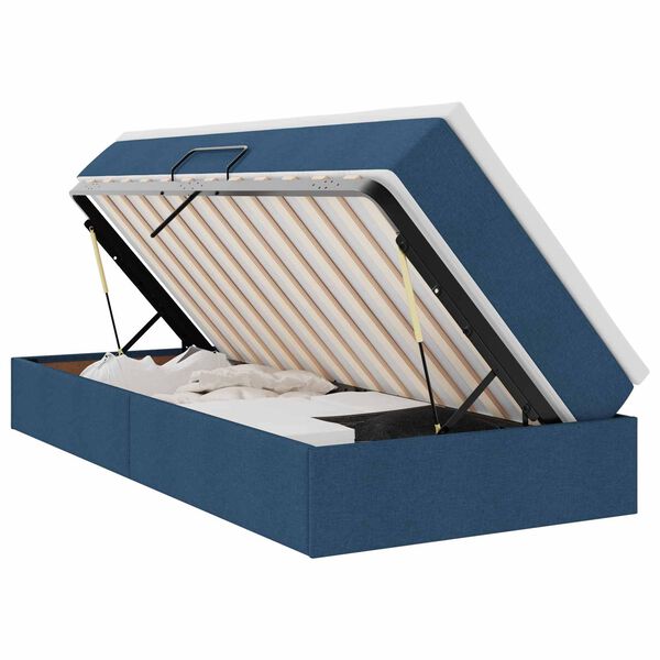 vidaXL Aufbewahrungsbett mit Matratze Blau 90 x 200 cm Polyester