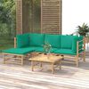 vidaXL 5-tlg. Garten-Lounge-Set mit Gr&uuml;nen Kissen Bambus