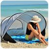 DERYAN Pop-up Strandmuschel XXL 155x133x95 cm Silbern
