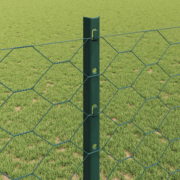 vidaXL Zaun mit Pfosten Gr&uuml;n 1,2 x 10 m Stahl und PVC