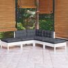 vidaXL 5-tlg. Garten-Lounge-Set mit Kissen Wei&szlig; Kiefernholz