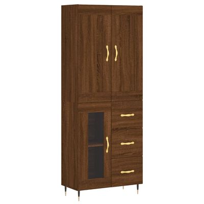 vidaXL Highboard Braun Eichen-Optik 69,5x34x180 cm Holzwerkstoff