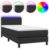vidaXL Boxspringbett mit Matratze & LED Schwarz 90x190 cm Kunstleder