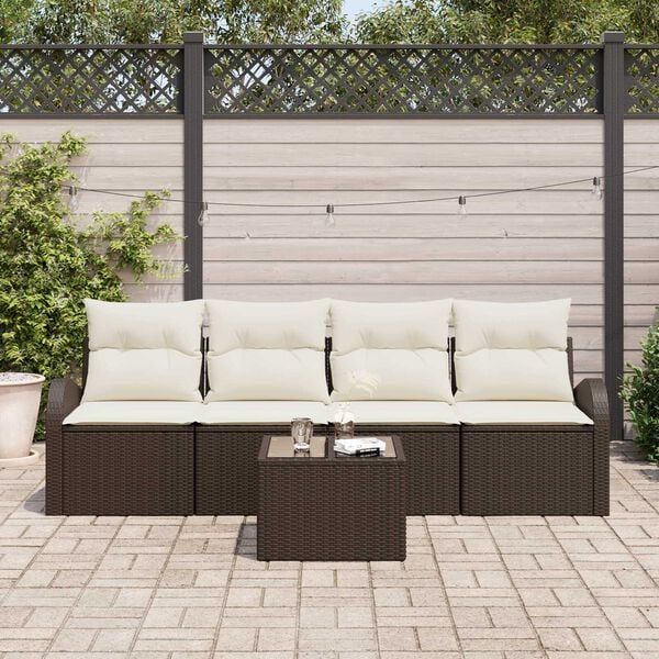 vidaXL Gartensofa-set Braun 55 x 55 x 37 cm Poly-Rattan