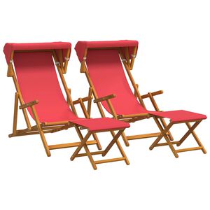 vidaXL Liegestuhl 4 pcs 3 Position Massives Eukalyptus Holz Rot