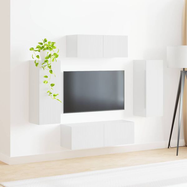 vidaXL TV-Schrankset 4 pcs Hochglanz Wei&szlig; Holzwerkstoff