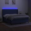 vidaXL Boxspringbett mit Matratze & LED Blau 160x200 cm Stoff