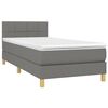 vidaXL Boxspringbett mit Matratze Dunkelgrau 100x200 cm Stoff