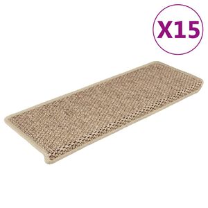 vidaXL Stufenmatten Selbstklebend Sisal-Optik 15 Stk. 65x21x4 cm Sand