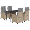 vidaXL 5-tlg. Garten-Essgruppe mit Kissen Beigemischung Poly Rattan