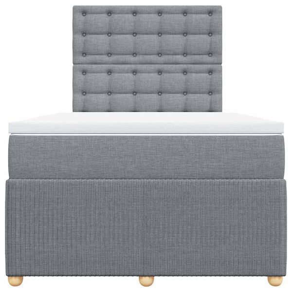 vidaXL Boxspringbett mit Matratze Hellgrau 120x200 cm Stoff