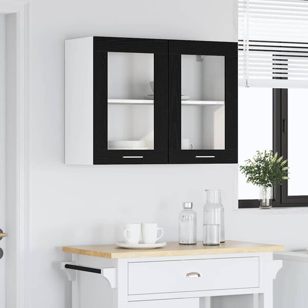vidaXL H&auml;ngeschrank Lyon Schwarz Eichen-Optik 80 x 31 x 60 cm