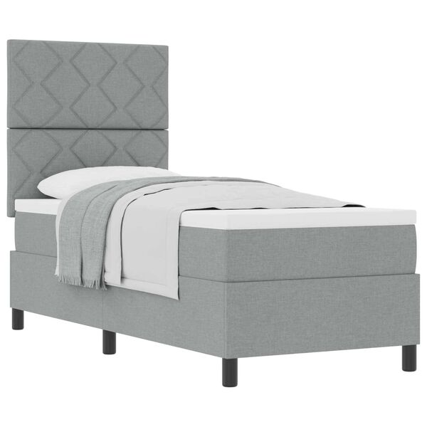 vidaXL Boxspringbett mit Matratze Hellgrau 80 x 200 cm Stoff