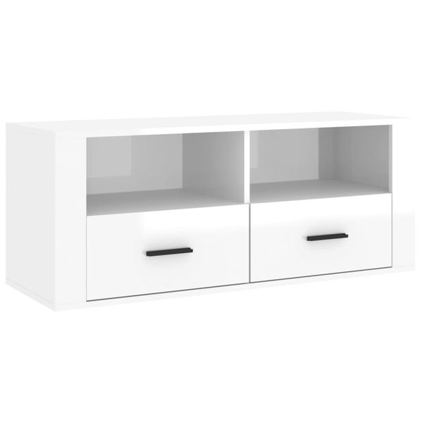 vidaXL TV-Schrank Hochglanz-Wei&szlig; 100x35x40 cm Holzwerkstoff