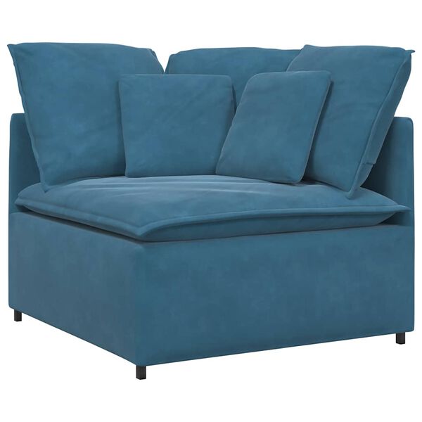 vidaXL Modulares Sofa Eckmodul mit Kissen Blau 100 cm