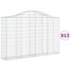 vidaXL Gabionen mit Hochbogen 13Stk. 200x30x120/140cm Verzinktes Eisen