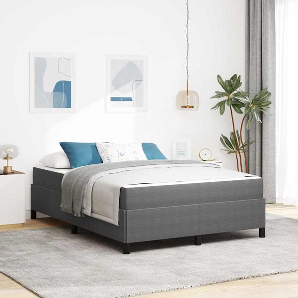 vidaXL Bettrahmen mit Matratze Hellgrau 140 x 190 cm Stoff