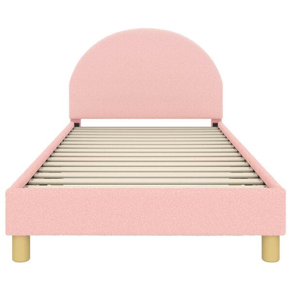 vidaXL Kinderbettgestell mit Kopfteil Rosa 90 x 200 cm Schafstoff