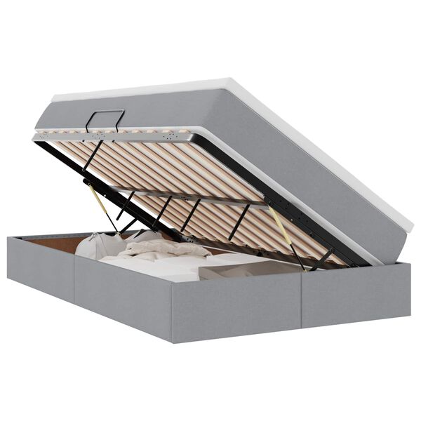 vidaXL Aufbewahrungsbett mit Matratze Hellgrau 120 x 190 cm Polyester