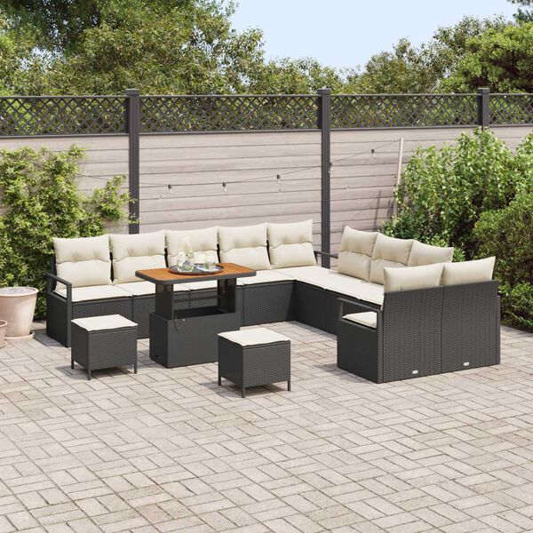 vidaXL Garten-Sofa-Set 13 pcs Schwarz und Creme 90 x 55 x 71 cm