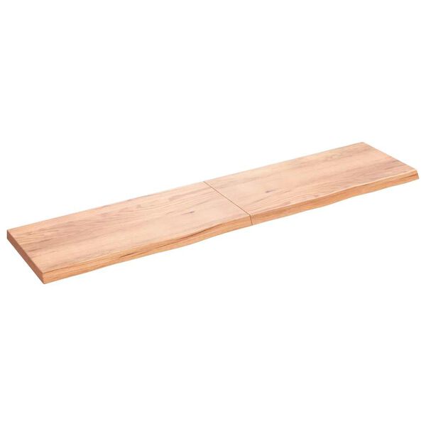 vidaXL Tischplatte Hellbraun 220x50x(2-6)cm Massivholz Eiche Behandelt