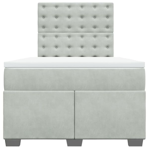 vidaXL Boxspringbett mit Matratze Hellgrau 120x190 cm Samt