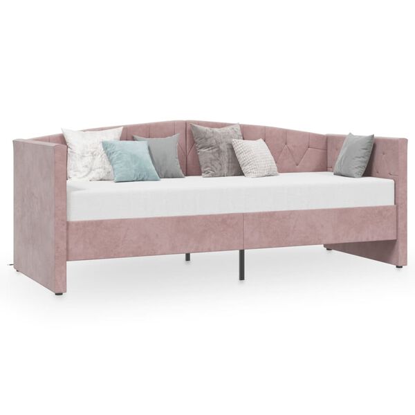 vidaXL Tagesbett mit Matratze USB Rosa Samt 90x200 cm
