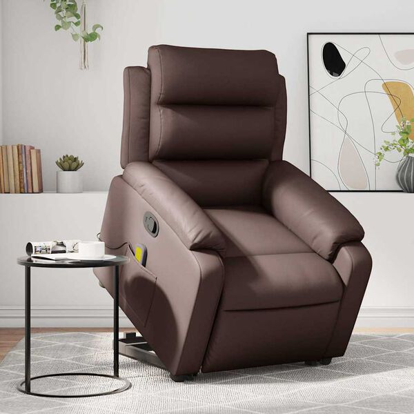 vidaXL Massagesessel mit Aufstehhilfe Braun Kunstleder