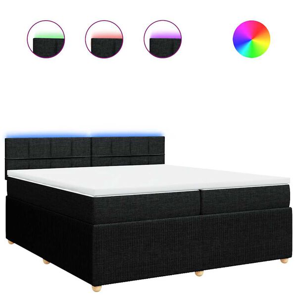 vidaXL Boxspringbett mit Matratze Schwarz 200x200 cm Stoff