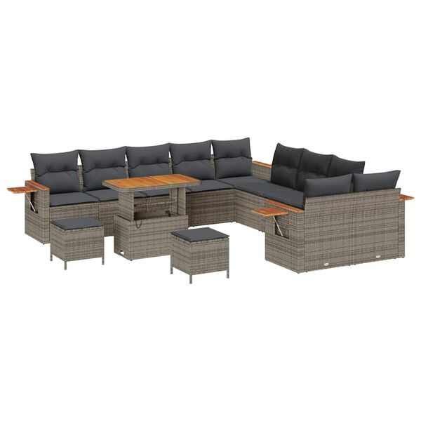 vidaXL Gartensofa-set mit Kissen 13 pcs Grau
