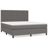 vidaXL Boxspringbett mit Matratze Grau 160x200 cm Kunstleder
