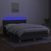 vidaXL Boxspringbett mit Matratze & LED Dunkelgrau 140x190 cm Stoff