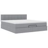 vidaXL Ottoman-Bett mit Matratze Hellgrau 160x200 cm Stoff